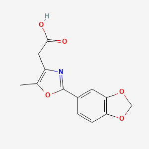 molecular formula C13H11NO5 B2469102 2-[2-(2H-1,3-苯并二氧杂环-5-基)-5-甲基-1,3-恶唑-4-基]乙酸 CAS No. 1226296-61-2