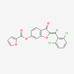 molecular formula C20H10Cl2O5 B2469105 (Z)-2-(2,6-dichlorobenzylidene)-3-oxo-2,3-dihydrobenzofuran-6-yl furan-2-carboxylate CAS No. 847244-68-2