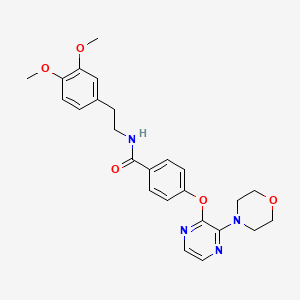 molecular formula C25H28N4O5 B2469107 N-[2-(3,4-dimethoxyphenyl)ethyl]-4-{[3-(morpholin-4-yl)pyrazin-2-yl]oxy}benzamide CAS No. 1116074-29-3