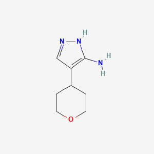 molecular formula C8H13N3O B2469115 4-(Tetrahydro-2H-pyran-4-yl)-1H-pyrazol-3-amine CAS No. 1779132-79-4