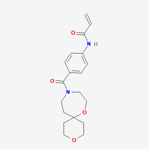 molecular formula C19H24N2O4 B2469116 N-[4-(3,7-Dioxa-10-azaspiro[5.6]dodecane-10-carbonyl)phenyl]prop-2-enamide CAS No. 2361728-66-5