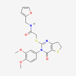 molecular formula C21H21N3O5S2 B2469119 2-((3-(3,4-dimethoxyphenyl)-4-oxo-3,4,6,7-tetrahydrothieno[3,2-d]pyrimidin-2-yl)thio)-N-(furan-2-ylmethyl)acetamide CAS No. 877656-02-5