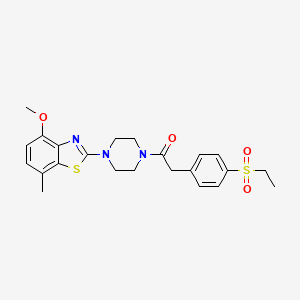 molecular formula C23H27N3O4S2 B2469132 2-(4-(Ethylsulfonyl)phenyl)-1-(4-(4-methoxy-7-methylbenzo[d]thiazol-2-yl)piperazin-1-yl)ethanone CAS No. 941972-61-8