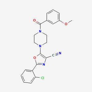 molecular formula C22H19ClN4O3 B2469138 2-(2-氯苯基)-5-(4-(3-甲氧基苯甲酰基)哌嗪-1-基)恶唑-4-腈 CAS No. 903185-78-4