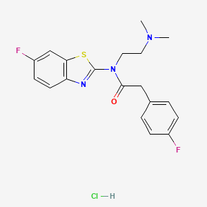 molecular formula C19H20ClF2N3OS B2469142 盐酸N-(2-(二甲氨基)乙基)-N-(6-氟苯并[d]噻唑-2-基)-2-(4-氟苯基)乙酰胺 CAS No. 1217018-30-8