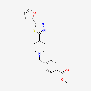molecular formula C20H21N3O3S B2469147 4-((4-(5-(呋喃-2-基)-1,3,4-噻二唑-2-基)哌啶-1-基)甲基)苯甲酸甲酯 CAS No. 1323636-16-3