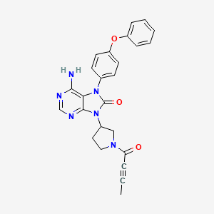 molecular formula C25H22N6O3 B2469151 6-氨基-9-(1-(丁-2-炔酰)吡咯烷-3-基)-7-(4-苯氧基苯基)-7H-嘌呤-8(9H)-酮 CAS No. 1351636-25-3