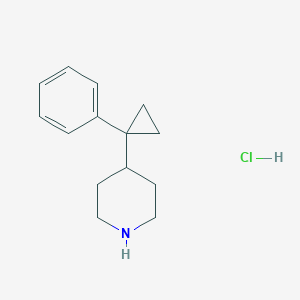 molecular formula C14H20ClN B2469154 4-(1-苯基环丙基)哌啶；盐酸盐 CAS No. 2580226-62-4