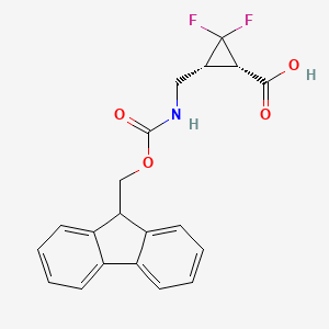 molecular formula C20H17F2NO4 B2469156 (1S,3R)-3-[(9H-芴-9-基甲氧羰基氨基)甲基]-2,2-二氟环丙烷-1-羧酸 CAS No. 2137571-42-5