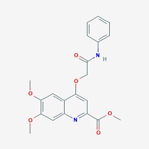 molecular formula C21H20N2O6 B2469157 甲基6,7-二甲氧基-4-(2-氧代-2-(苯基氨基)乙氧基)喹啉-2-羧酸酯 CAS No. 1358418-85-5