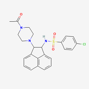molecular formula C24H24ClN3O3S B2469158 N-[2-(4-乙酰哌嗪-1-基)-1,2-二氢芴-1-基]-4-氯苯磺酰胺 CAS No. 402946-91-2