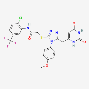 molecular formula C23H18ClF3N6O4S B2469161 N-(2-氯-5-(三氟甲基)苯基)-2-((5-((2,6-二氧代-1,2,3,6-四氢嘧啶-4-基)甲基)-4-(4-甲氧基苯基)-4H-1,2,4-三唑-3-基)硫代)乙酰胺 CAS No. 896677-22-8