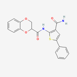 B2469169 N-(3-carbamoyl-5-phenylthiophen-2-yl)-2,3-dihydrobenzo[b][1,4]dioxine-2-carboxamide CAS No. 941934-66-3