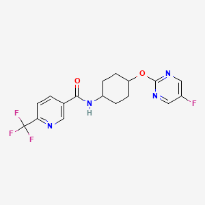 molecular formula C17H16F4N4O2 B2469177 N-((1r,4r)-4-((5-氟嘧啶-2-基)氧基)环己基)-6-(三氟甲基)烟酰胺 CAS No. 2034496-37-0