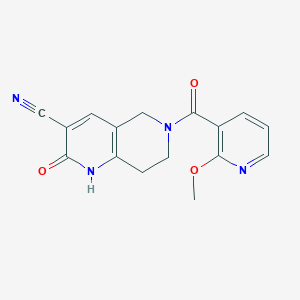 molecular formula C16H14N4O3 B2469186 6-(2-Methoxynicotinoyl)-2-oxo-1,2,5,6,7,8-hexahydro-1,6-naphthyridine-3-carbonitrile CAS No. 2034356-73-3
