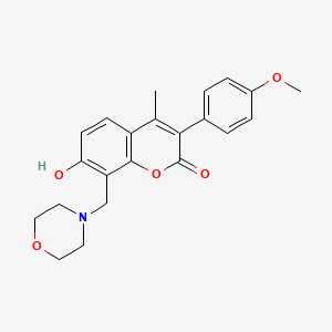 molecular formula C22H23NO5 B2469187 7-Hydroxy-3-(4-methoxyphenyl)-4-methyl-8-(morpholin-4-ylmethyl)chromen-2-one CAS No. 869340-66-9