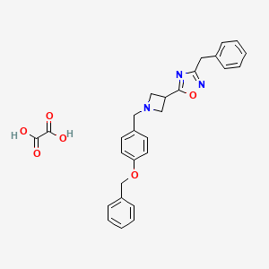 molecular formula C28H27N3O6 B2469188 3-苄基-5-(1-(4-(苄氧基)苄基)氮杂环丁-3-基)-1,2,4-噁二唑草酸盐 CAS No. 1428371-69-0