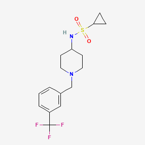 molecular formula C16H21F3N2O2S B2469198 N-(1-{[3-(trifluoromethyl)phenyl]methyl}piperidin-4-yl)cyclopropanesulfonamide CAS No. 2415464-49-0