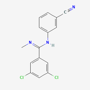 molecular formula C15H11Cl2N3 B2469225 3,5-二氯-N-(3-氰基苯基)-N'-甲基苯甲酰亚胺酰胺 CAS No. 339009-86-8