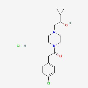 molecular formula C17H24Cl2N2O2 B2469236 2-(4-Chlorophenyl)-1-(4-(2-cyclopropyl-2-hydroxyethyl)piperazin-1-yl)ethanone hydrochloride CAS No. 1396748-58-5