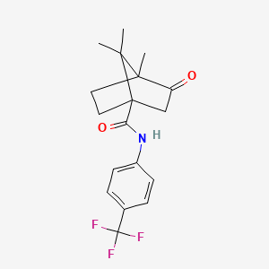 molecular formula C18H20F3NO2 B2469240 4,7,7-trimethyl-3-oxo-N-[4-(trifluoromethyl)phenyl]bicyclo[2.2.1]heptane-1-carboxamide CAS No. 727686-06-8
