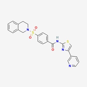 molecular formula C24H20N4O3S2 B2469242 4-(3,4-dihydro-1H-isoquinolin-2-ylsulfonyl)-N-(4-pyridin-3-yl-1,3-thiazol-2-yl)benzamide CAS No. 684231-74-1