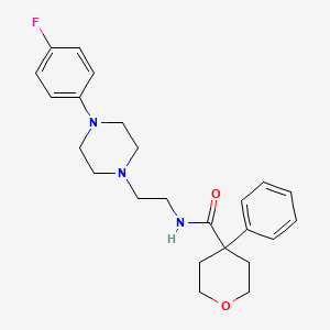 molecular formula C24H30FN3O2 B2469245 N-(2-(4-(4-fluorophenyl)piperazin-1-yl)ethyl)-4-phenyltetrahydro-2H-pyran-4-carboxamide CAS No. 1049369-66-5