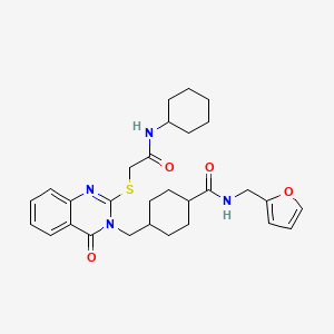 molecular formula C29H36N4O4S B2469267 4-((2-((2-(cyclohexylamino)-2-oxoethyl)thio)-4-oxoquinazolin-3(4H)-yl)methyl)-N-(furan-2-ylmethyl)cyclohexanecarboxamide CAS No. 422292-69-1