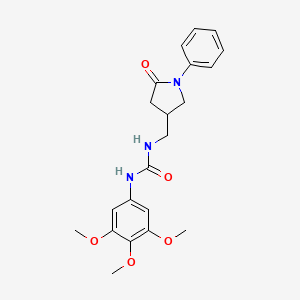 molecular formula C21H25N3O5 B2469272 1-((5-Oxo-1-phenylpyrrolidin-3-yl)methyl)-3-(3,4,5-trimethoxyphenyl)urea CAS No. 954610-18-5