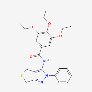 molecular formula C24H27N3O4S B2469273 3,4,5-triethoxy-N-(2-phenyl-4,6-dihydrothieno[3,4-c]pyrazol-3-yl)benzamide CAS No. 392255-68-4