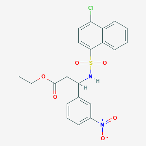 molecular formula C21H19ClN2O6S B2469280 Ethyl 3-(4-chloronaphthalene-1-sulfonamido)-3-(3-nitrophenyl)propanoate CAS No. 681844-50-8