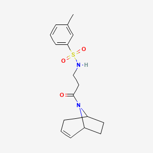 molecular formula C17H22N2O3S B2469284 N-(3-((1R,5S)-8-azabicyclo[3.2.1]oct-2-en-8-yl)-3-oxopropyl)-3-methylbenzenesulfonamide CAS No. 1796947-83-5