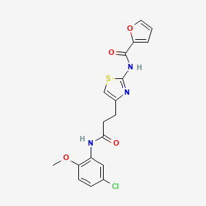 molecular formula C18H16ClN3O4S B2469287 N-(4-(3-((5-chloro-2-methoxyphenyl)amino)-3-oxopropyl)thiazol-2-yl)furan-2-carboxamide CAS No. 1021229-30-0