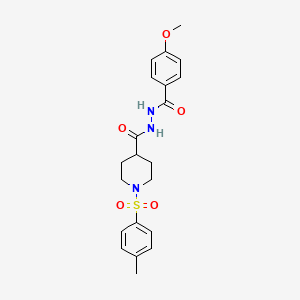 molecular formula C21H25N3O5S B2469288 N'-(4-methoxybenzoyl)-1-(4-methylphenyl)sulfonylpiperidine-4-carbohydrazide CAS No. 478030-13-6