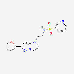 molecular formula C16H15N5O3S B2469289 N-(2-(6-(furan-2-yl)-1H-imidazo[1,2-b]pyrazol-1-yl)ethyl)pyridine-3-sulfonamide CAS No. 1795300-39-8