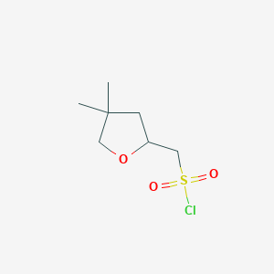 molecular formula C7H13ClO3S B2469293 (4,4-Dimethyloxolan-2-yl)methanesulfonyl chloride CAS No. 1934969-53-5