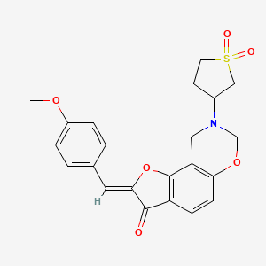 molecular formula C22H21NO6S B2469296 (2Z)-8-(1,1-dioxidotetrahydrothiophen-3-yl)-2-(4-methoxybenzylidene)-8,9-dihydro-7H-furo[2,3-f][1,3]benzoxazin-3(2H)-one CAS No. 946293-71-6