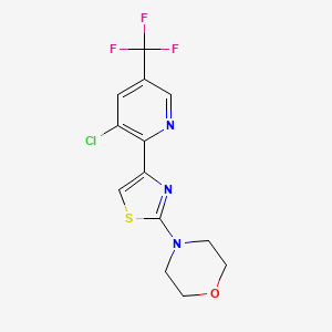 molecular formula C13H11ClF3N3OS B2469297 4-{4-[3-Chloro-5-(trifluoromethyl)pyridin-2-yl]-1,3-thiazol-2-yl}morpholine CAS No. 2058814-39-2