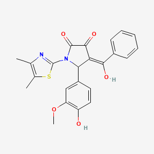 molecular formula C23H20N2O5S B2469301 4-benzoyl-1-(4,5-dimethylthiazol-2-yl)-3-hydroxy-5-(4-hydroxy-3-methoxyphenyl)-1H-pyrrol-2(5H)-one CAS No. 636988-37-9
