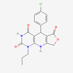 molecular formula C18H16ClN3O4 B2469302 8-(4-Chlorophenyl)-13-propyl-5-oxa-2,11,13-triazatricyclo[7.4.0.0^{3,7}]trideca-1(9),3(7)-diene-6,10,12-trione CAS No. 871548-13-9