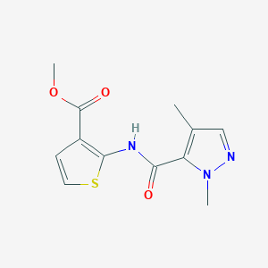 molecular formula C12H13N3O3S B2469306 methyl 2-(1,4-dimethyl-1H-pyrazole-5-carboxamido)thiophene-3-carboxylate CAS No. 1207049-73-7