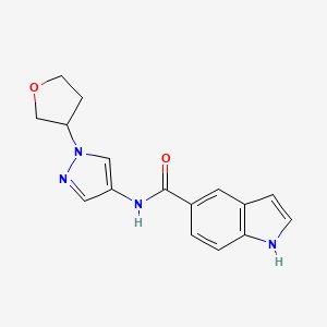 molecular formula C16H16N4O2 B2469307 N-(1-(四氢呋喃-3-基)-1H-吡唑-4-基)-1H-吲哚-5-甲酰胺 CAS No. 1798041-44-7