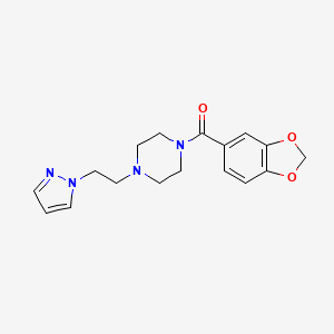 molecular formula C17H20N4O3 B2469308 (4-(2-(1H-pyrazol-1-yl)ethyl)piperazin-1-yl)(benzo[d][1,3]dioxol-5-yl)methanone CAS No. 1286702-77-9