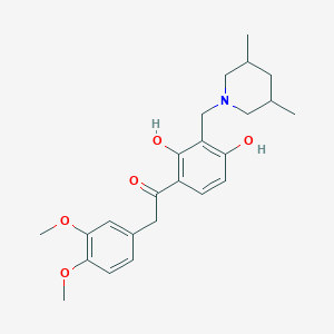 molecular formula C24H31NO5 B2469309 2-(3,4-Dimethoxyphenyl)-1-(3-((3,5-dimethylpiperidin-1-yl)methyl)-2,4-dihydroxyphenyl)ethanone CAS No. 1021218-57-4