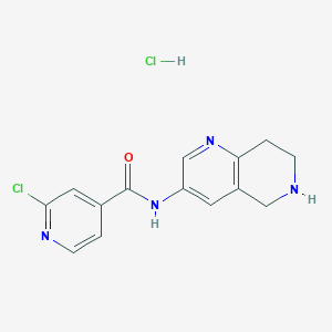 molecular formula C14H14Cl2N4O B2469320 2-chloro-N-(5,6,7,8-tetrahydro-1,6-naphthyridin-3-yl)pyridine-4-carboxamide hydrochloride CAS No. 1581585-26-3