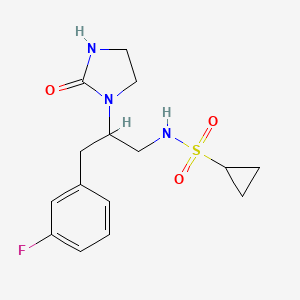 molecular formula C15H20FN3O3S B2469325 N-(3-(3-fluorophenyl)-2-(2-oxoimidazolidin-1-yl)propyl)cyclopropanesulfonamide CAS No. 1421513-85-0