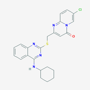 molecular formula C23H22ClN5OS B2469327 7-氯-2-[[4-(环己基氨基)喹唑啉-2-基]硫烷基甲基]吡啶并[1,2-a]嘧啶-4-酮 CAS No. 422533-53-7