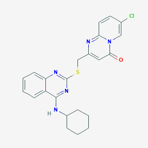 molecular formula C23H22ClN5OS B2469327 7-Chlor-2-[[4-(Cyclohexylamino)chinazolin-2-yl]sulfanylmethyl]pyrido[1,2-a]pyrimidin-4-on CAS No. 422533-53-7