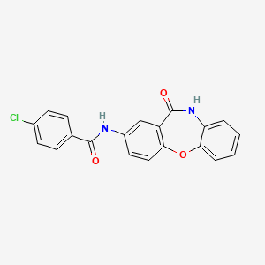 molecular formula C20H13ClN2O3 B2469330 4-chloro-N-(11-oxo-10,11-dihydrodibenzo[b,f][1,4]oxazepin-2-yl)benzamide CAS No. 922108-43-8