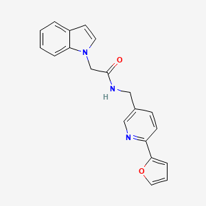 molecular formula C20H17N3O2 B2469331 N-((6-(furan-2-yl)pyridin-3-yl)methyl)-2-(1H-indol-1-yl)acetamide CAS No. 2034434-78-9